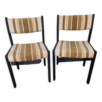 2 chaises bois et tissu vintage