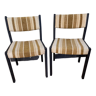 2 wooden chairs and vintage fabric