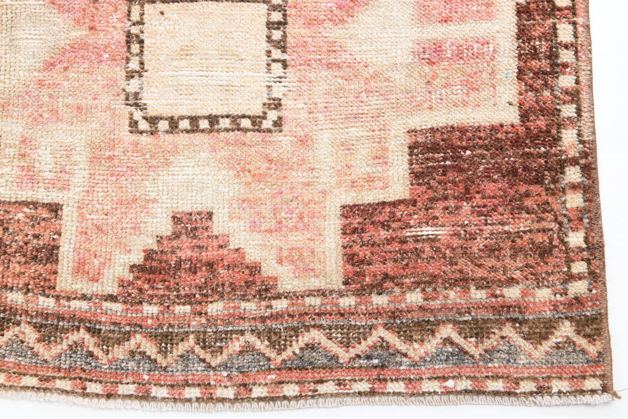 3x10 neutral geometric vintage runner rug, 296x73cm