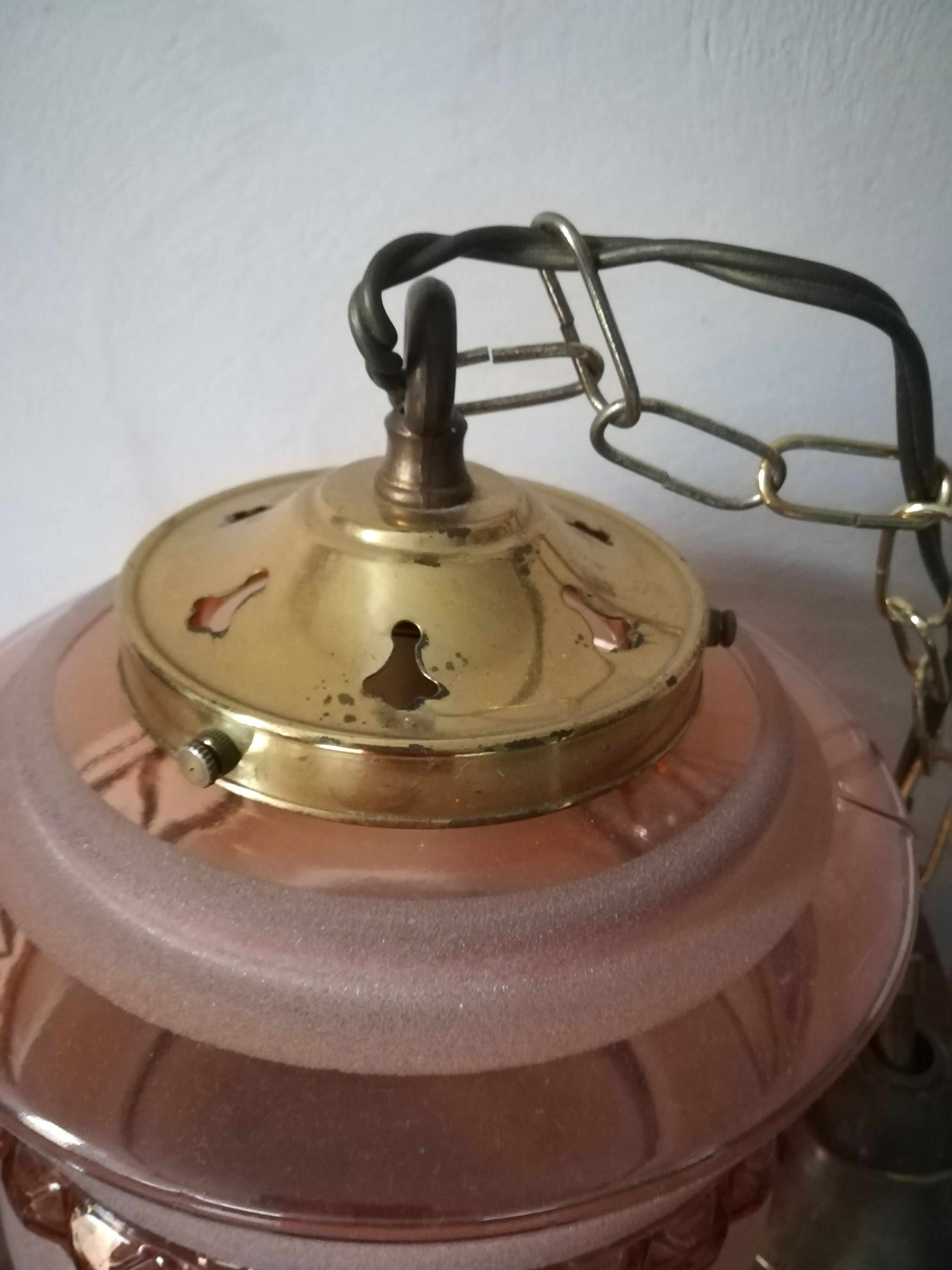 Hanging lamp in granite glass 1950