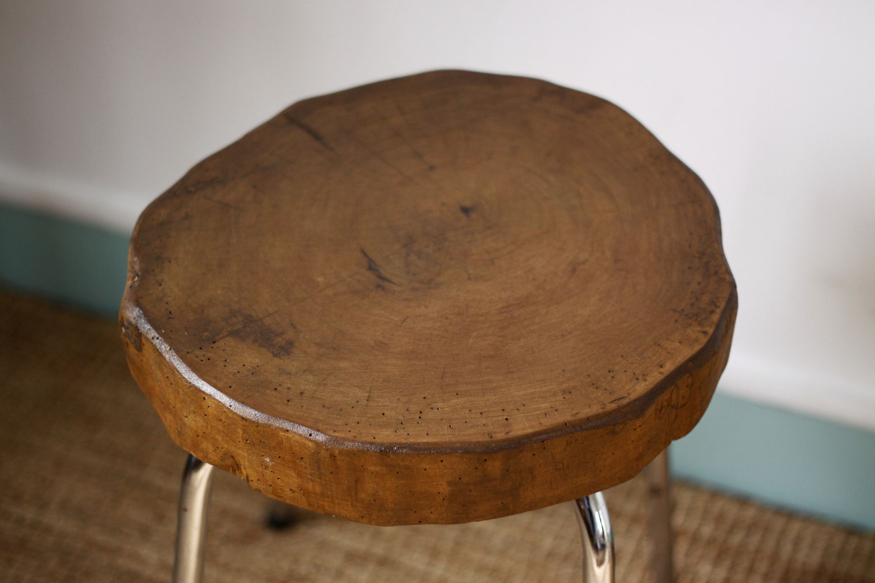 Wood and metal stool