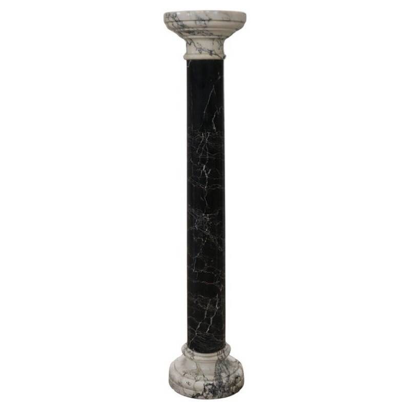 Antique black and white marble column, Italy, late 19th century