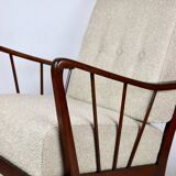 Art Deco Beige Boucle Armchair, 1960s