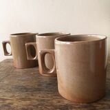 Lot of three cups or mugs stoneware of great fire of Brenne, France