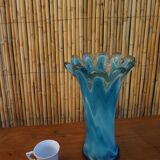Blown glass vase in flower shape