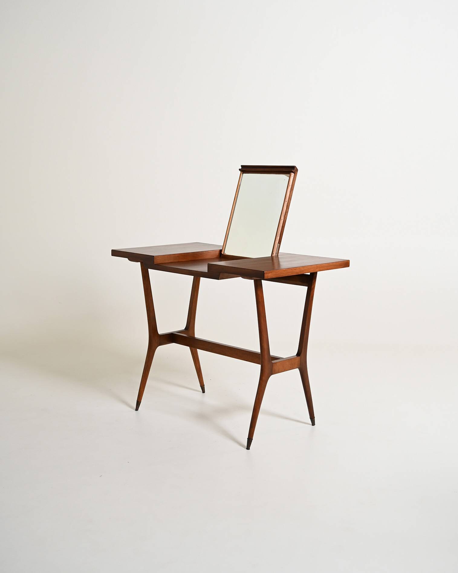 Scandinavian teak vanity table with integrated mirror, 1960s