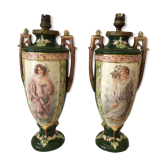 Paire de lampes anciennes décors femmes