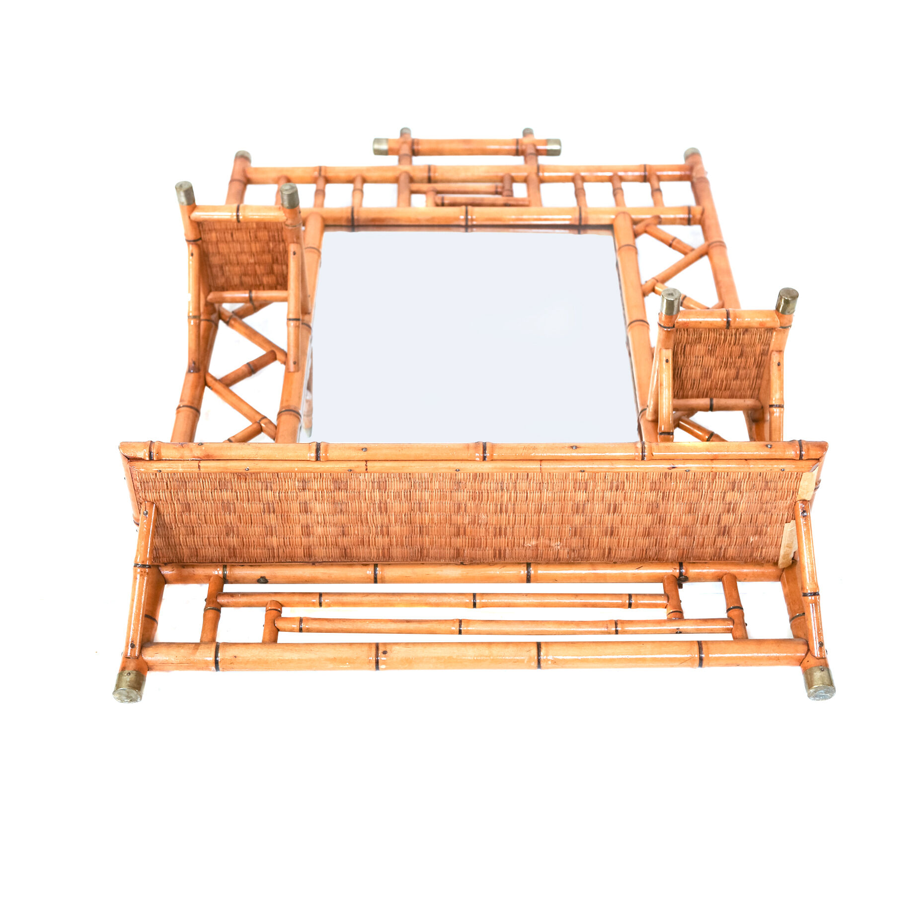 Mirior in rattan and brass 70x90cm