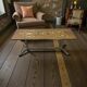 Vintage ceramic coffee table with a chrome frame.