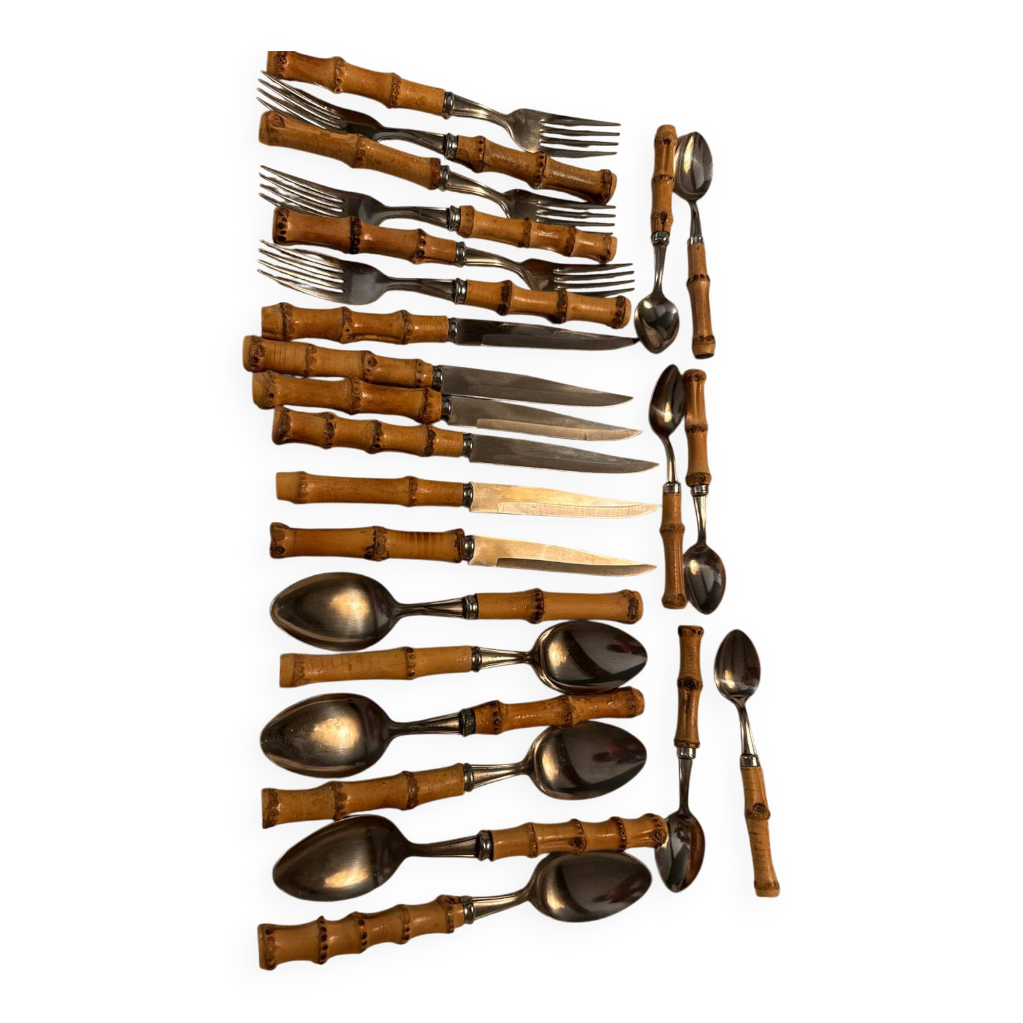 24-piece bamboo cutlery set