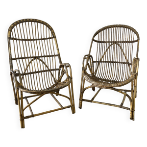 paire de fauteuils en - rotin