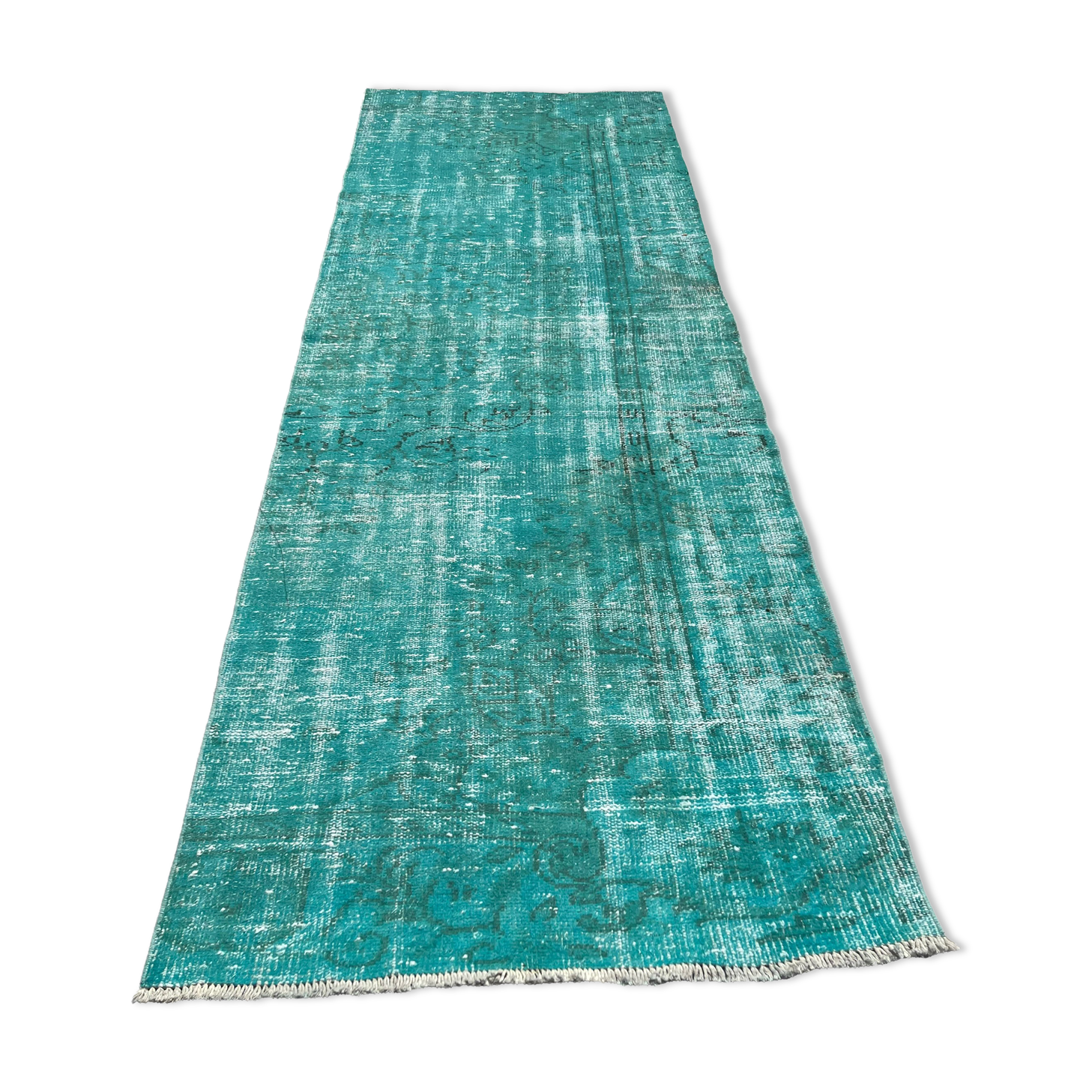 Vintage distressed turkish rug runner , 265 x 90 cm