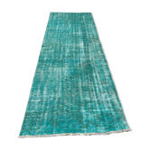Vintage distressed turkish rug runner , 265 x 90 cm