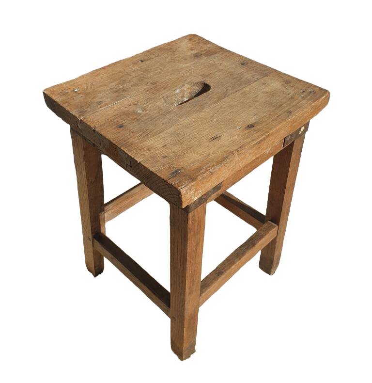 Oak workshop stool with grip