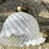 Brass and opaline pendant light, 1980s