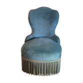 Fauteuil crapaud bleu à franges