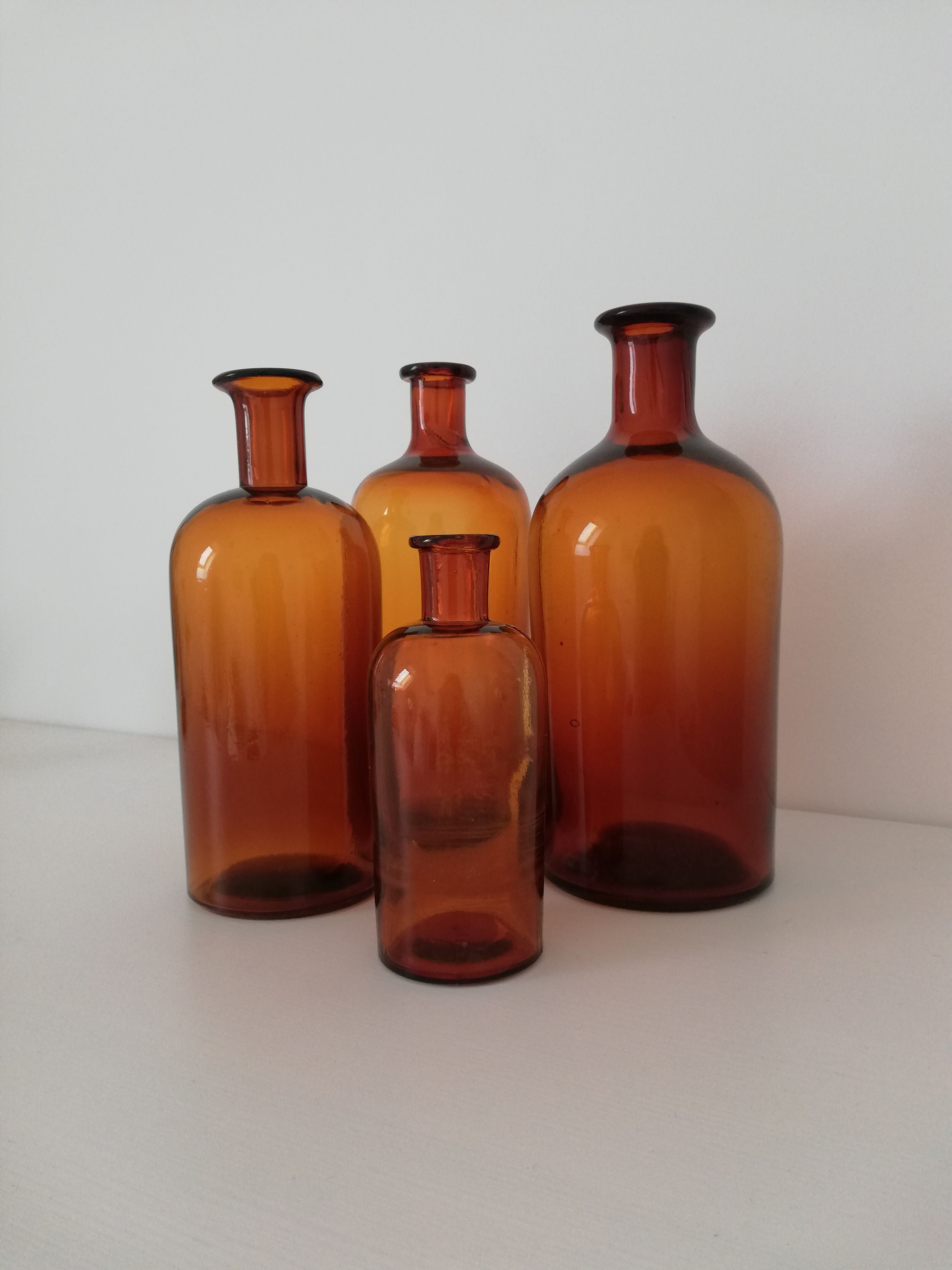 Amber apothecary bottles