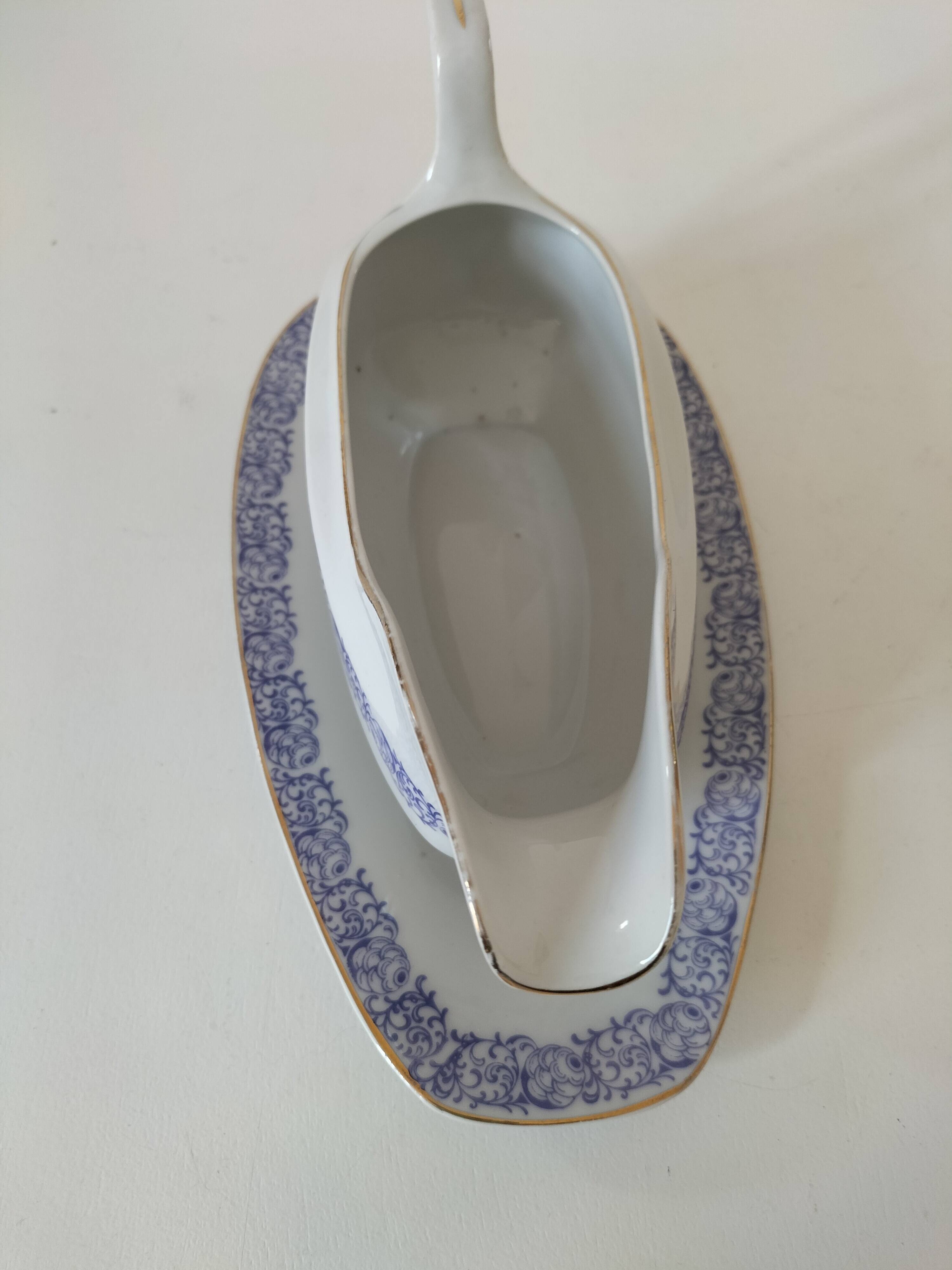 Bavaria H.J.Co porcelain sauce boat purple 1920–30