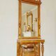 Table console victorienne en bois doré avec miroir et plateau en marbre, Autriche 1880s