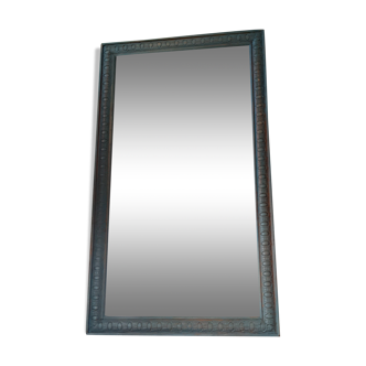 Mirror, art deco, wood, blue velvet patina, antique wax