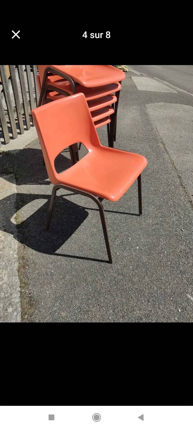 6 orange chairs