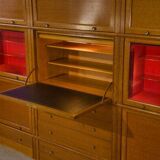 Modular furniture set by Pierre Cruege for Martin Dupuis in light oak, 1960