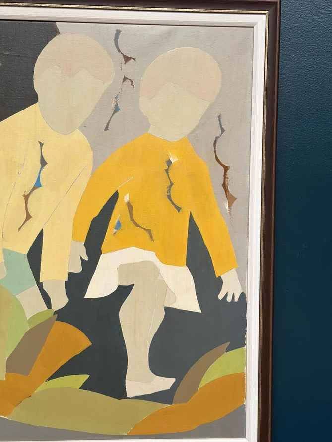 Original Swedish Oil on Canvas – “Children” by Hans Osswald – Vintage