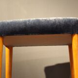 Panca vintage in wood and velluto blue Italia 1950s