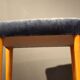 Panca vintage in wood and velluto blue Italia 1950s