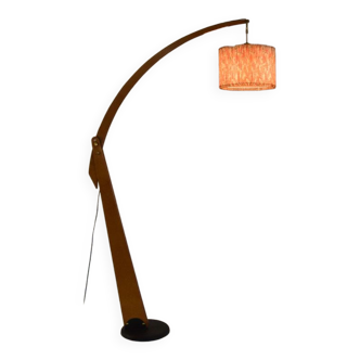Lampe à arc en bois italienne des années 1960
