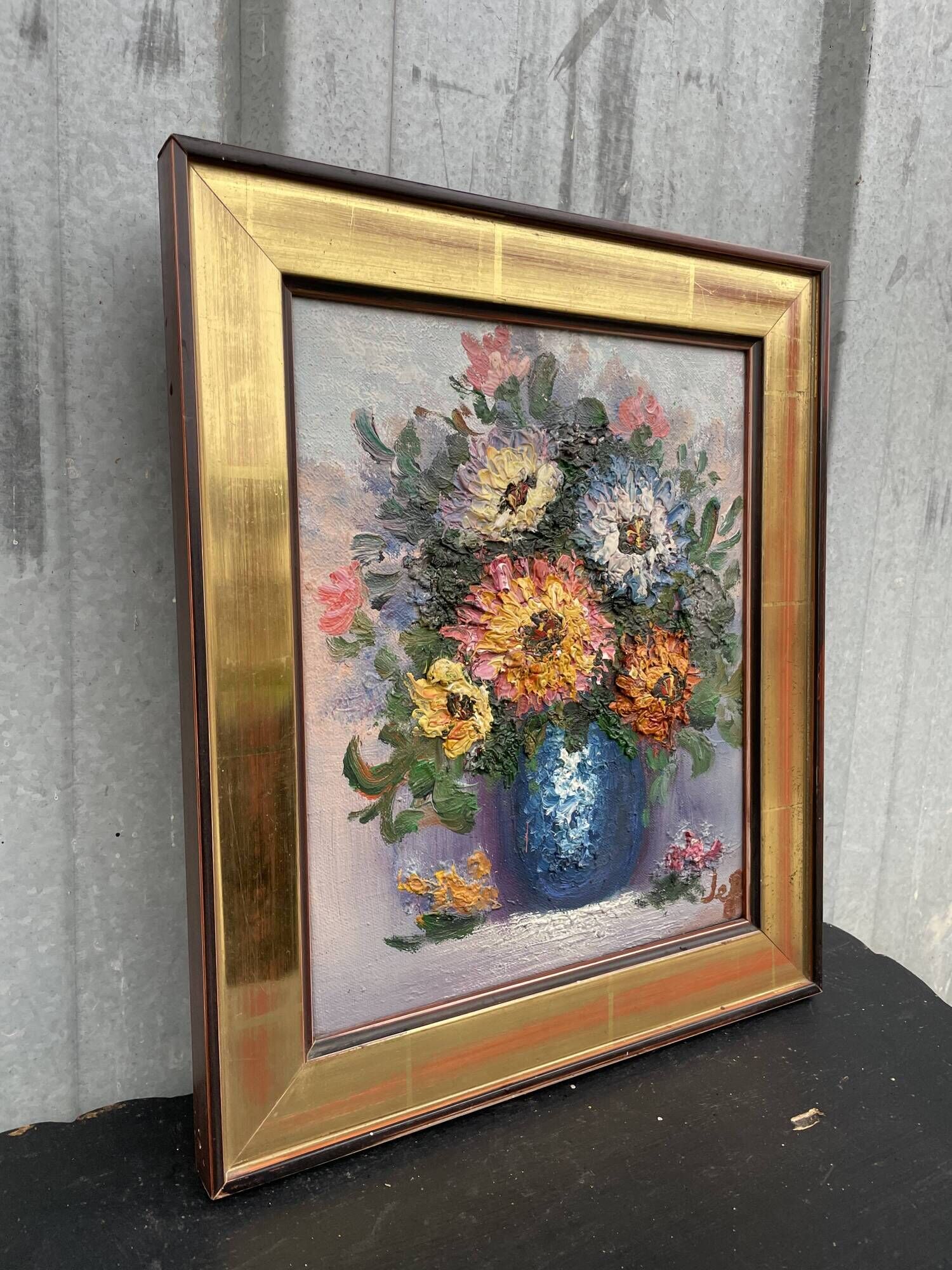 Old oil painting / Bouquet of flowers