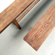 Pair of XL size benches in solid oak, 1950s.
