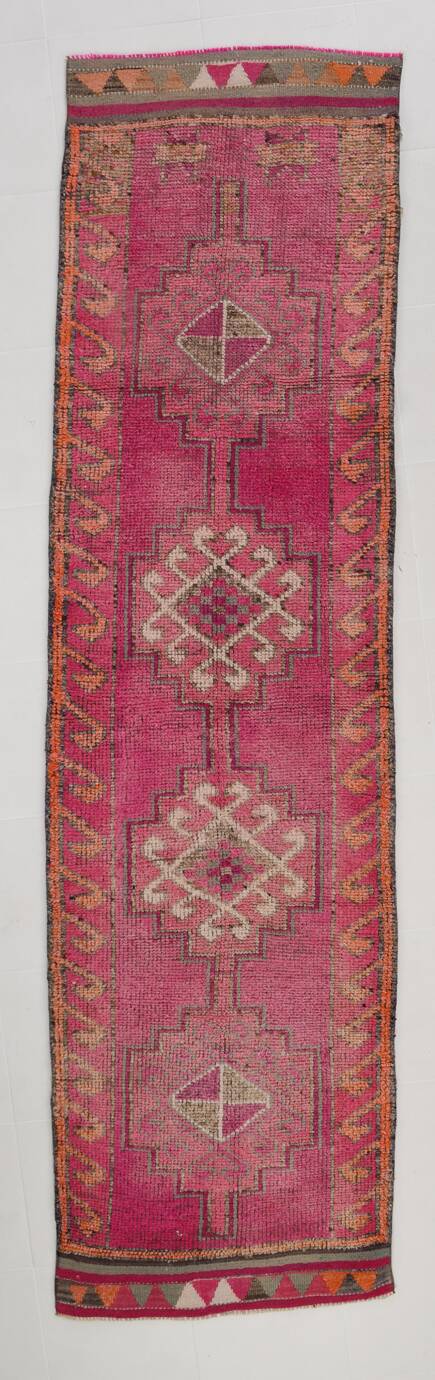 Tapis de couloir rose vintage, 88 x 334 cm