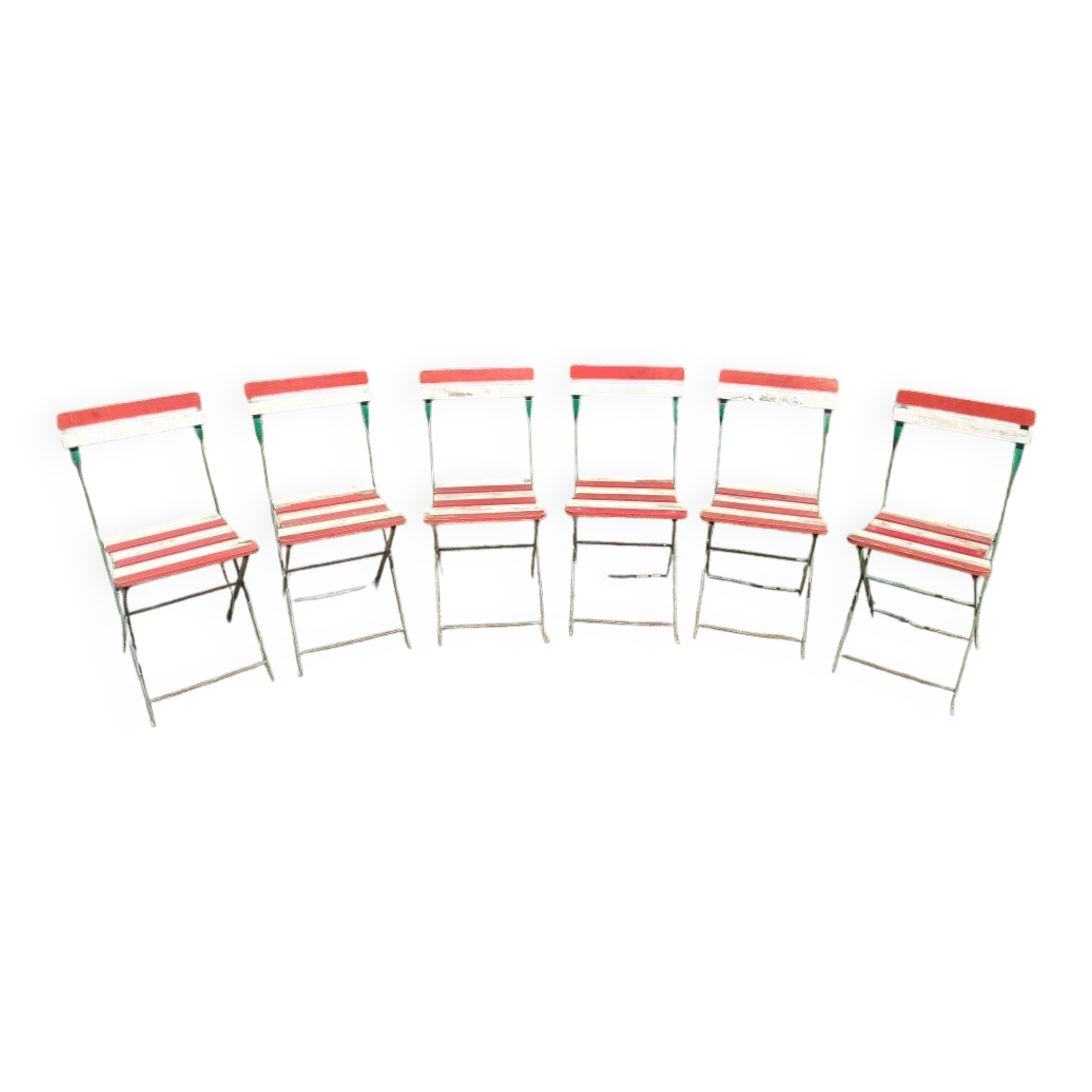 6 folding metal bistro chairs from the 1930s