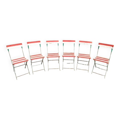 6 chaises bistrot métalliques pliantes années 30