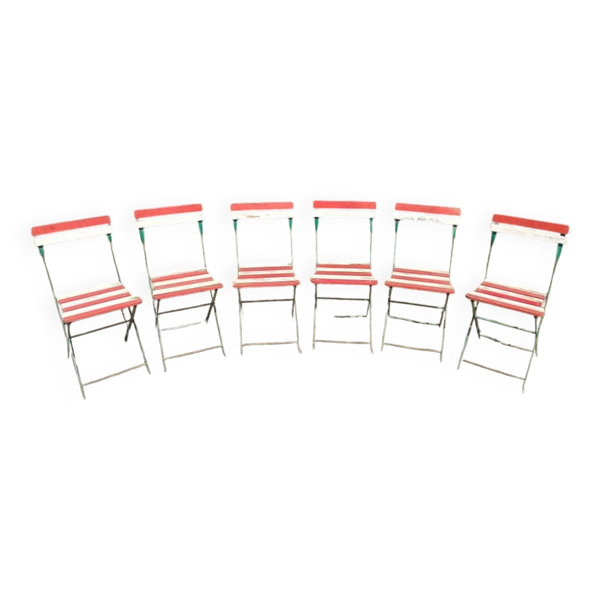6 chaises bistrot métalliques pliantes années 30
