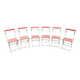 6 chaises bistrot métalliques pliantes années 30