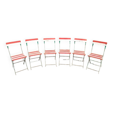 6 folding metal bistro chairs from the 1930s