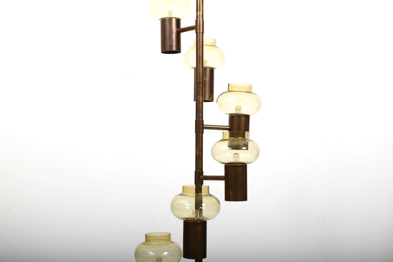 Mid century danish 6 arms brass-chandelier c.1960