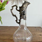 Glass ewer decanter with tin frame