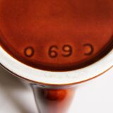 3 brown glazed ceramic teapots