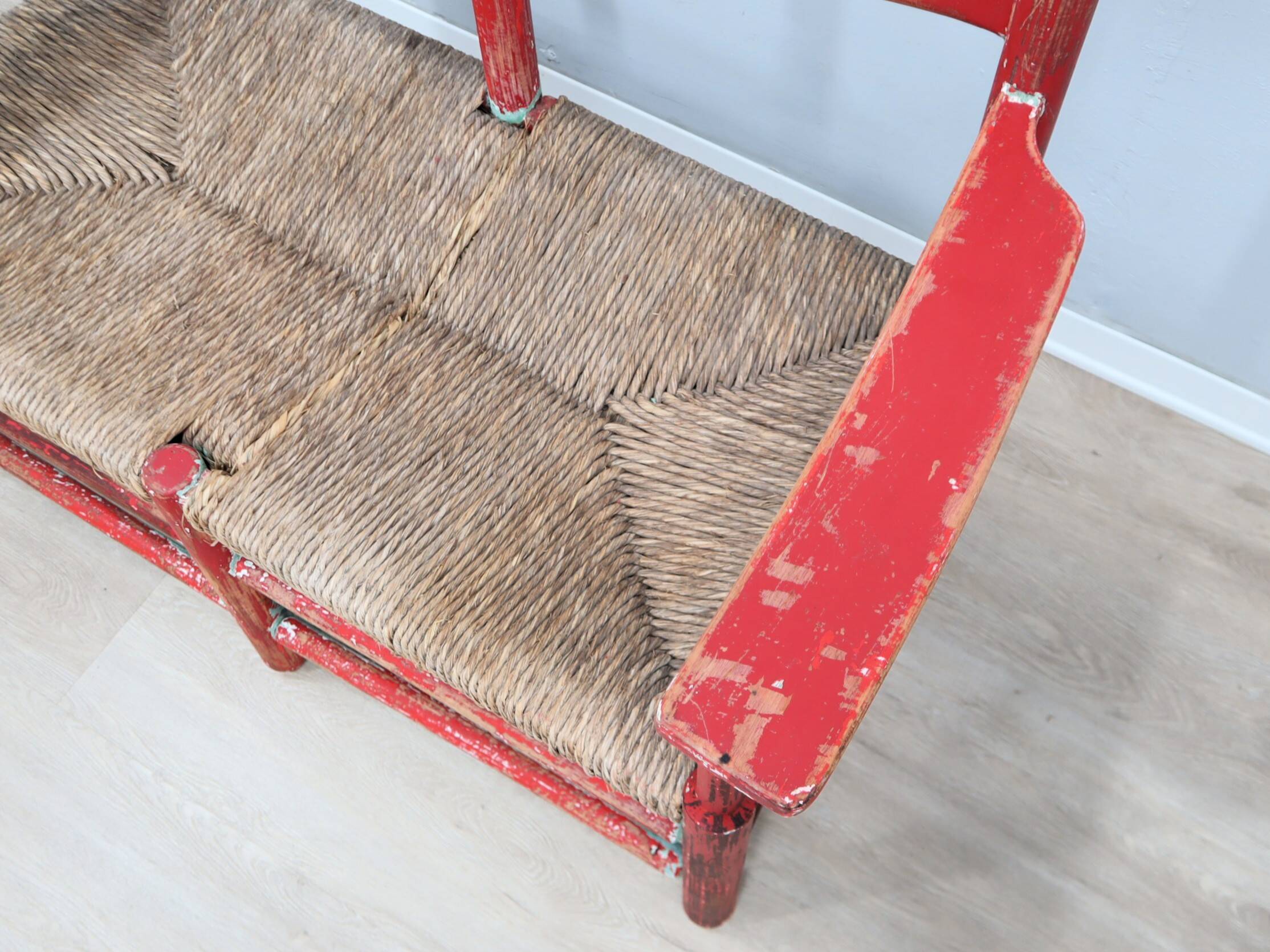 1930s Italian rustic wooden country chic bench