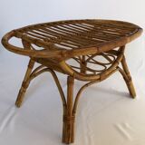 Oval rattan coffee table, Italy 50s