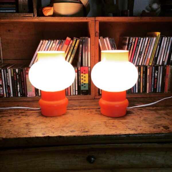Pair of orange lamps