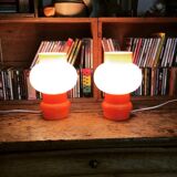 Pair of orange lamps