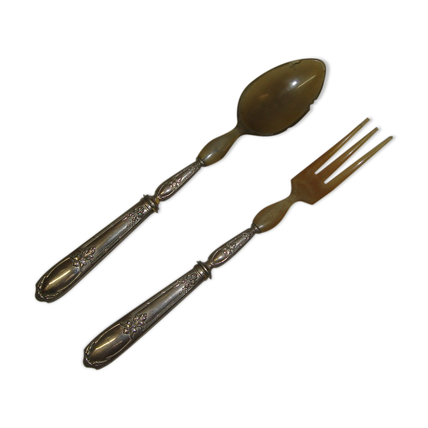 Salad cutlery, solid silver