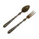 Salad cutlery, solid silver