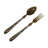 Salad cutlery, solid silver