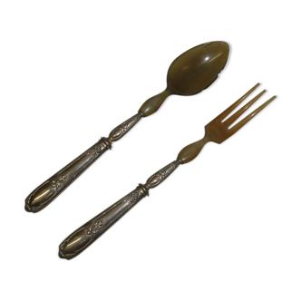 Salad cutlery, solid silver