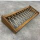 Vintage wooden wall coat rack with 6 hooks, chalet style.